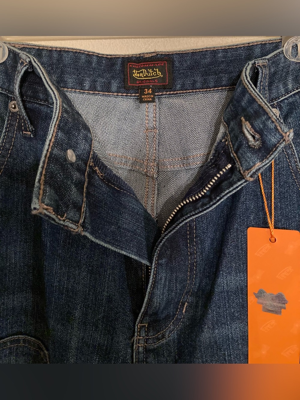Von Dutch Indigo Blue Cargo Denim Jeans w/ Brand Patch - Picture 8 of 10
